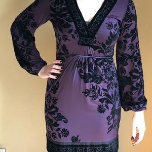 Hale Bob Purple And Black Party Dress